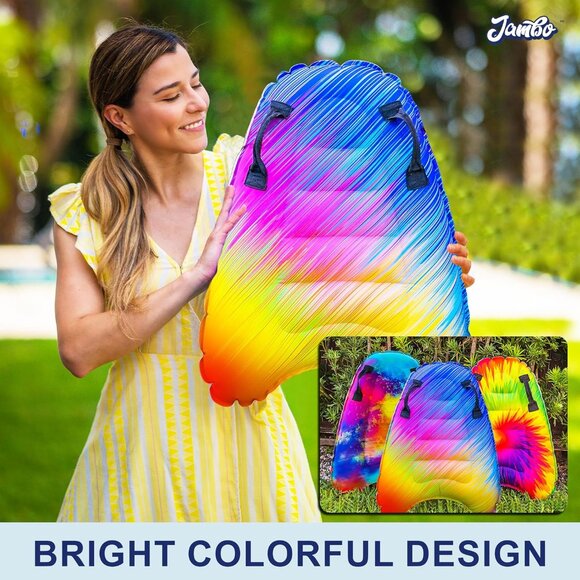 JAMBO 2 Pack Inflatable Surf Body Boards with Handles for Water Slides, Boogie - Picture 6 of 8